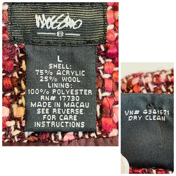 Mossimo Pink White Tweed Classic Colorful Notched Collar Button Jacket Blazer L - Picture 10 of 11